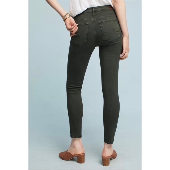 Ag The Abbey Ankle Midrise Super Skinny Ankle Jeans in Dark Olive Green Size 26 - Picture 2 of 11